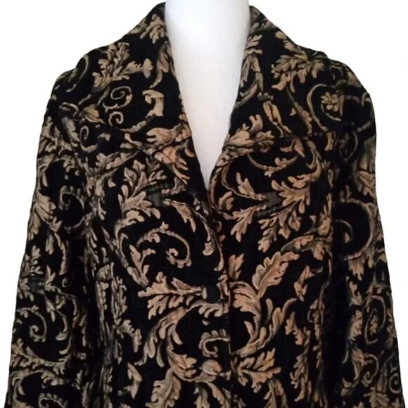 Cut Loose Black & Gold Tapestry Style 3 Button Closure Jacket Size XL - Picture 2 of 7
